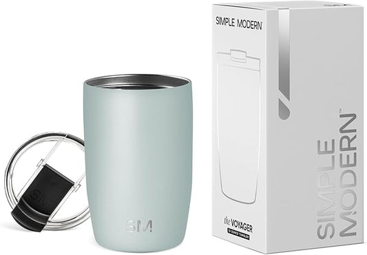 Simple Modern Travel Coffee Mug Tumbler with Flip Lid | Reusable Insulated Stainless Steel Cold Brew Iced Coffee Cup Thermos | Gifts for Women Men Him Her | Voyager Collection | 12oz | Sea Glass Sage