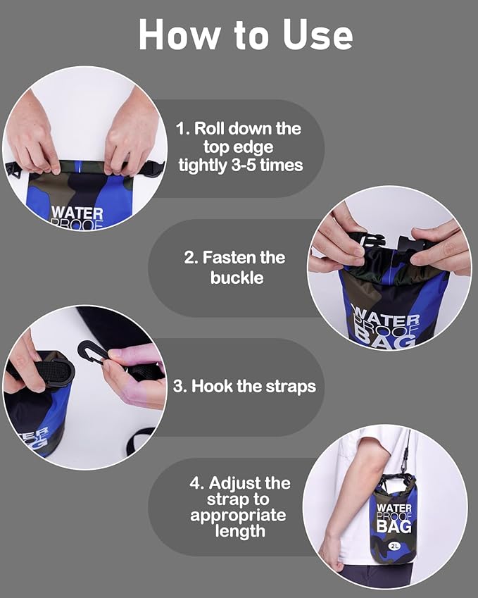 babygoal Waterproof Dry Bag and Wet Bag, Roll Top Waterproof 2L Backpack Sack for Travel,Swimming,Kayaking, Beach, Rafting, Boating, Hiking, Camping and Fishing 2WLL06-B