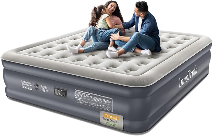 InnoTruth Cal King Air Mattress with Built in Pump, Family Choice Award Winner-Inflatable Blow up Mattress, 18" Raised Colchones Inflables Air Bed for Guests & Home, Ideal for Home Use and Outdoor