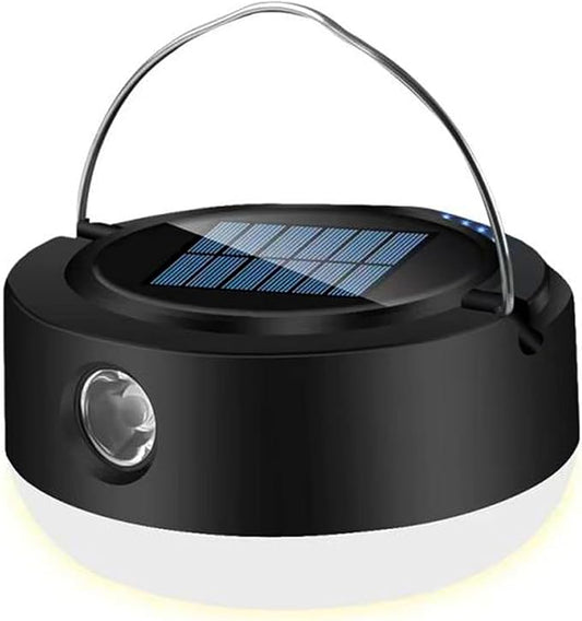 LED Lantern, Solar Camping Lantern, Outdoor Camping lamp, Waterproof Tent lamp, for Power Outages, Emergency situations, Hurricanes, Home, Hiking (USB Cable Included)，5 Light Mode (Black)