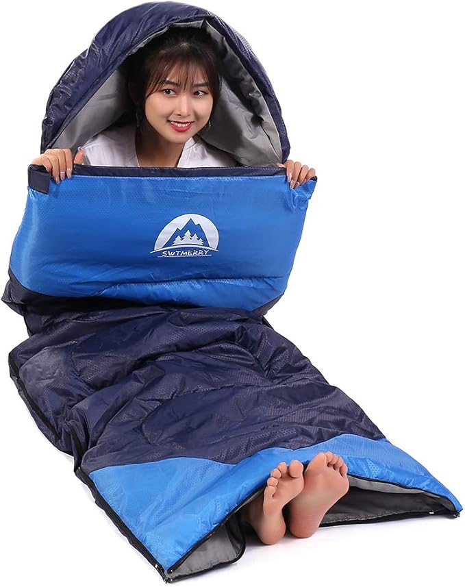 SWTMERRY Sleeping Bag 3 Seasons (Summer, Spring, Fall) Warm & Cool Weather - Lightweight,Waterproof Indoor & Outdoor Use for Kids, Teens & Adults for Hiking and Camping