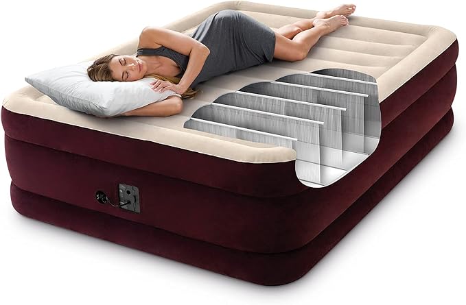 Intex Comfort Dura-Beam Airbed Internal Electric Pump Bed Height Elevated (2020 Model)
