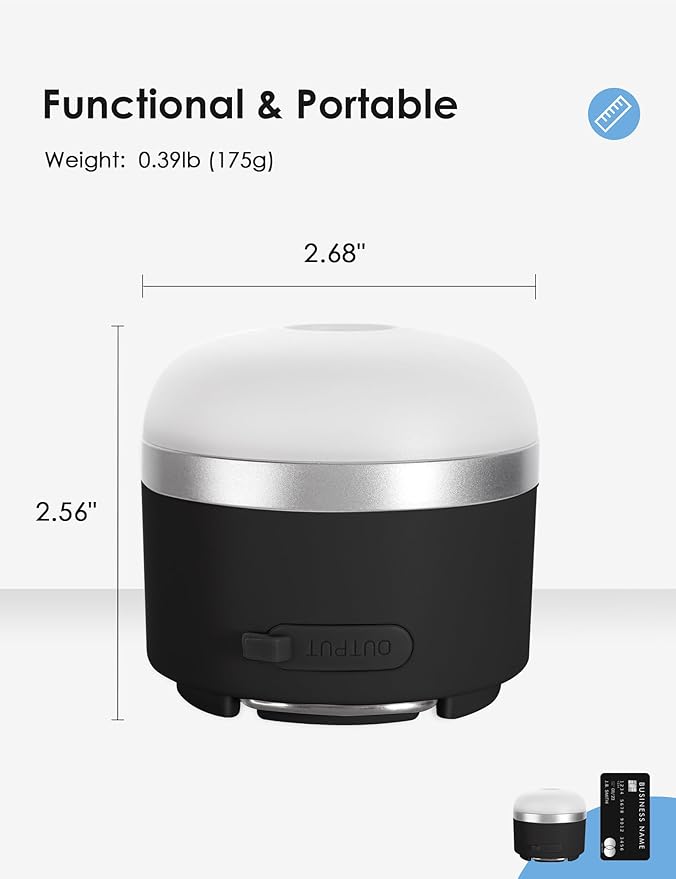 Joyzy Rechargeable LED Camping Lantern with 5 Light Modes, Adjustable Brightness Mini Hanging Lantern (Black)