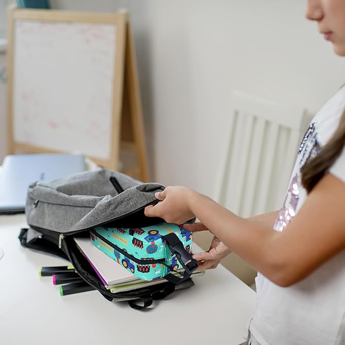 Cerbonny Small Cooler Bag Freezable Lunch Bag for Work School Travel,Small Lunch Bag,Small Insulated Bag For Kids/Adults,Freezer Lunch Bags,Mini Lunch Bag Fit For Yogurt,Suit for 3+(green vehicle)