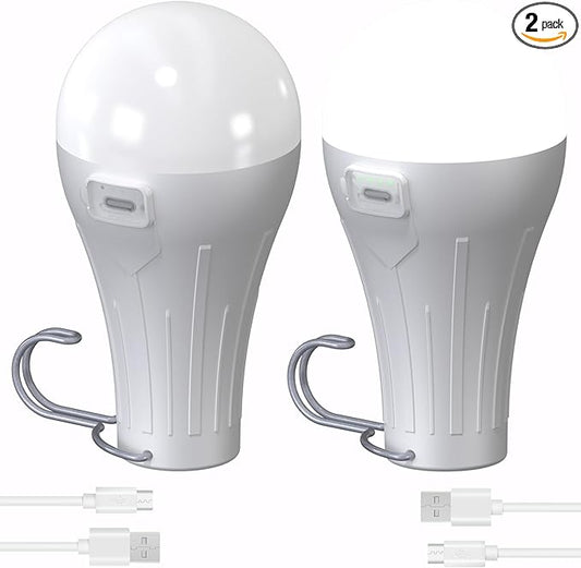 LED Tent Lights Rechargeable Camping Light Bulbs, Gifts for Men Dad Grandpa, 2-Pack Waterproof LED Tent Lamp with 4 Lighting Modes for Outdoor Camping Hiking Hurricane