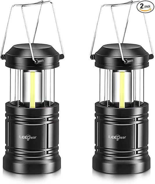 LED Camping Lantern, Battery Operated Lights, Adjustable Brightness for Camping, Emergencies, Power Outages, Outdoor Collapsible Lanterns, 2 Pack