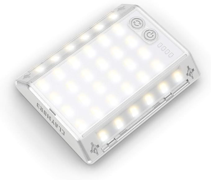 CLAYMORE 3Face Mini (Light Gray) - Lightweight and Portable LED Area Light for Outdoors, Camping, Tent, Emergency, and Industrial Use. Rechargeable Lantern with USB-C, Up to 60 Hours Battery Life.