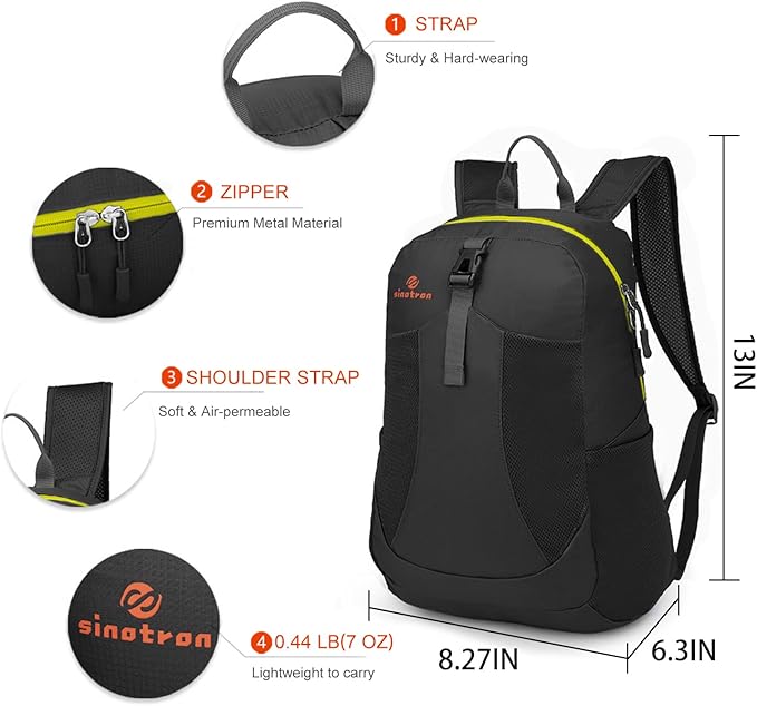 sinotron 22L Lightweight Packable Hiking Backpack, Small Hiking Backpack Day Pack for Women Men Travel Camping Vacation
