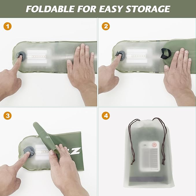 Solar Camping Lights Bars 23.6IN/60CM Tent Lights Rechargeable 2000mAh Foldable Inflatable for Outdoor IP66 Waterproof LED Tube Light for Camping, Hiking, Travel and More