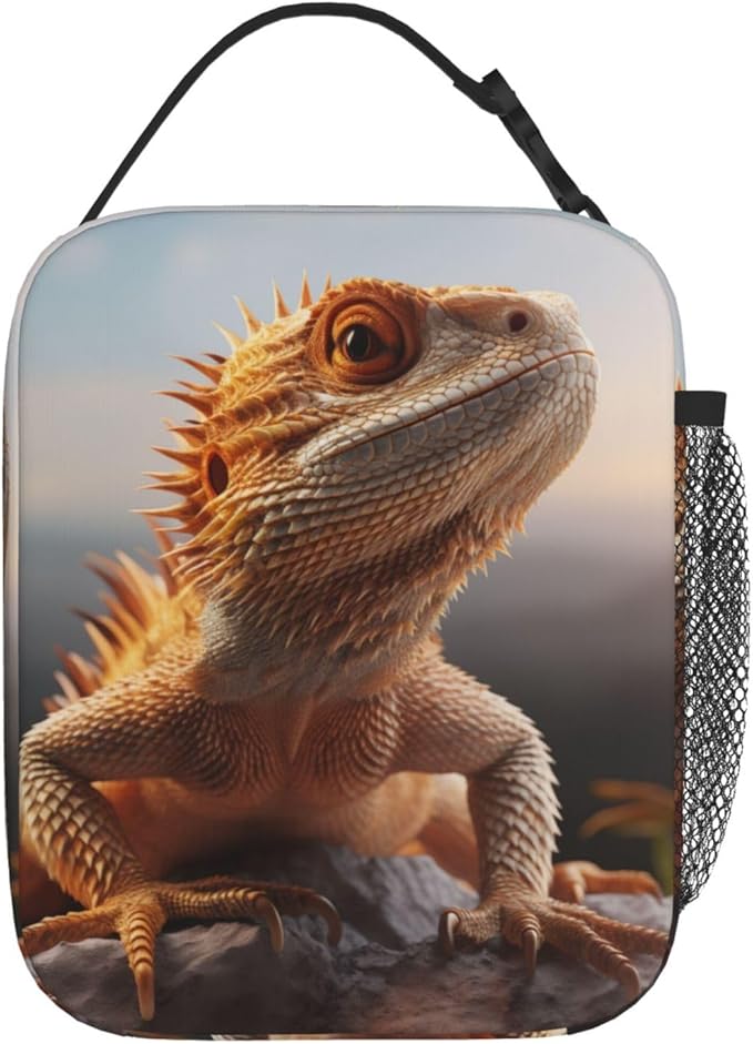 SARA NELL Bearded Dragon Insulated Lunch Bag Lizard Lunch Box for Women Men Teens Kids, Reusable Lunch Tote Bag, Leakproof Thermal Insulated Lunch Bags for Work, Picnic, School or Travel