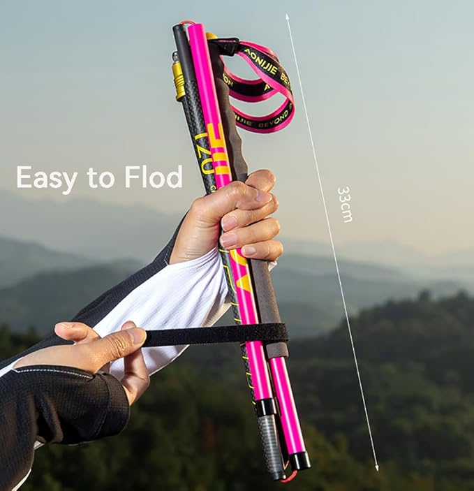 AONIJIE Trekking Poles -2 Ultralight Collapsible Carbon Fiber Hiking Poles with Anti-Shock and Quick Lock System, Folding Walking Sticks for Hiking, Camping