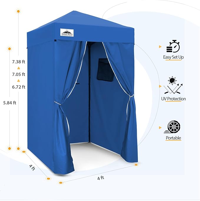 EAGLE PEAK Flex Ultra Compact 4x4 Pop-up Canopy, Sun Shelter, Changing Room, Portable Privacy Canopy Cabana for Pool, Fashion Photoshoots, or Camping, 4x4 ft, Blue