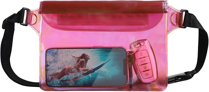 F-color Waterproof Fanny Pack - Waterproof Phone Pouch with Waist Strap - Cruise Essentials 2025 Must Haves Waterproof Pouch Dry Bag Keep Phone Valuables Safe for Beach Kayaking Boating Fishing