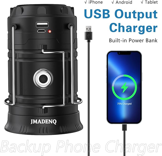 2023 Upadte Solar Lantern Flashlights Charging for Phone, USB Rechargeable Led Camping Lantern, Collapsible & Portable for Emergency, Hurricanes, Power Outage, Storm (Classical-2)