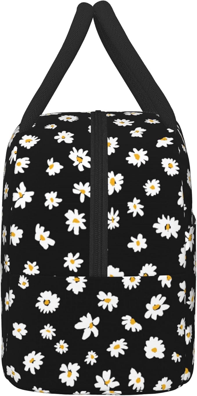 Daisy Lunch Bag Lunch Box for Women Men Boys Girls, Reusable Insulated Lunch Tote Bag, Leakproof Thermal Cooler Sack Food Handbags High Capacity for Work School Picnic Camping Gifts