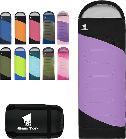 GEERTOP Backpacking Sleeping Bag for Camping, Lightweight Sleeping Bags for Adults Kids Summer Warm Cold Weather Hiking Travel