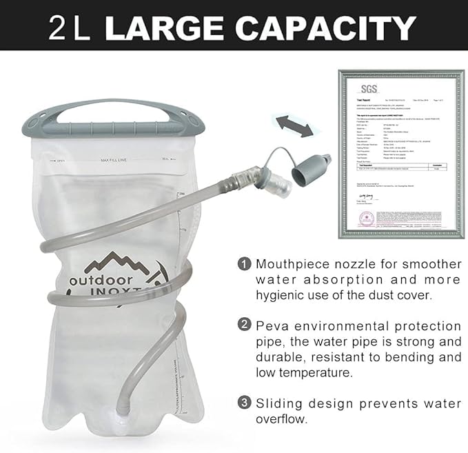 INOXTO Small Hiking Backpack with 2L Water Bladder and Rain Cover, 25L Hydration Daypack for Travel, Cycling, Camping, Outdoor