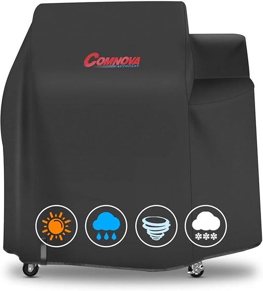 Comnova Grill Cover 59 Inch - 600D Premium BBQ Cover for Weber 24 Inch SmokeFire Wood Pellet Grill (EX4), Outdoor Smoke Fire Cover for Weber Grill Heavy-Duty and Waterproof (Black)