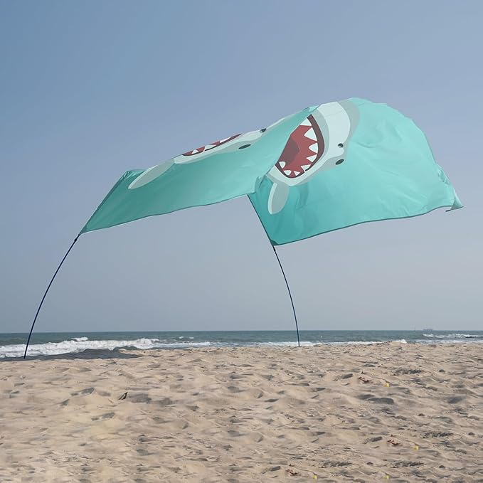 Beach Shade Canopy Sun Tent Shelter, Wind Canopy for Beach, Backyard, Park, Dessert, Light Weight, Easy Set Up, 78 Sq. Ft. of Shade for 1-3 People, Lite Blue Tint Shark