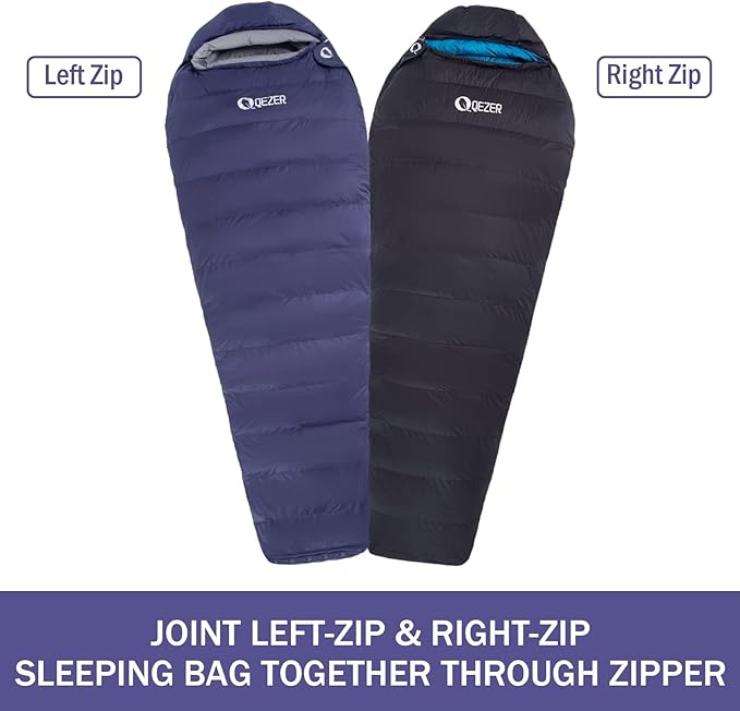 Down Sleeping Bag for Adults 0°F 10°F 15°F 20°F Backpacking Sleeping Bag for Cold Weather with Compression Sack