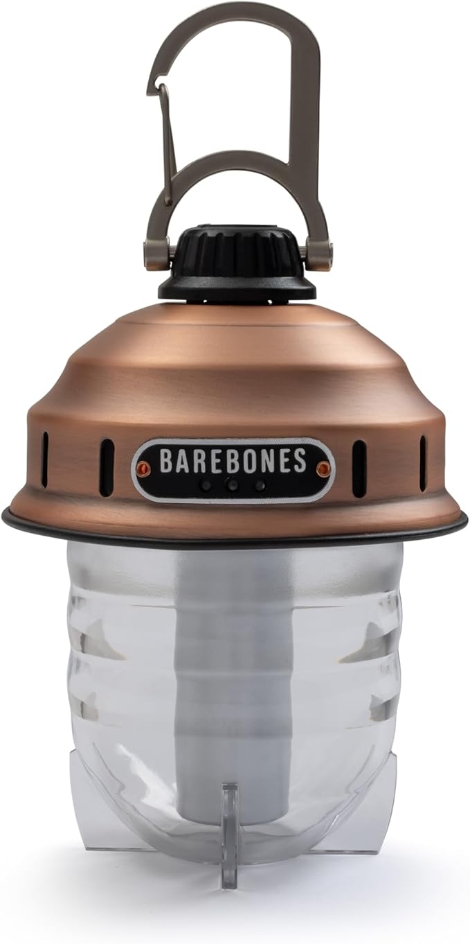 Barebones Beacon Hanging Light – Copper, Rechargeable LED Camping Lantern with Adjustable Brightness – Weatherproof Vintage-Style Hanging Lantern for Outdoor Adventures and Year-Round Use