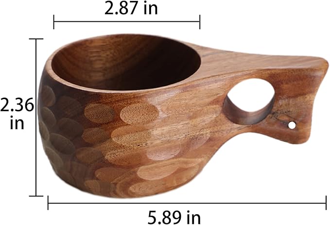 Kuksa Wooden-Mug - 6.76 oz Wood Coffee Cup for Camping, Hiking, traveling