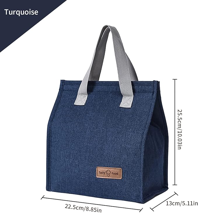 2pcs Blue Lunch Bag Insulated, Lunch Box Bag, Reusable Lunch Tote Bag, Lunch Box Container Bag Insulated for Women, Men, Work, Office, Travel