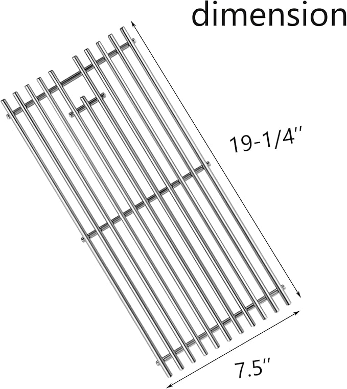 16517 Stainless Steel 5 Cooking Grates Replacement Parts for Bull Angus 40" Grill 57568 57569 57568CE 57568AGA 57569CE Brahma Lion Premium L90000 57569CE 57569CE Gas Grill 19-1/4"
