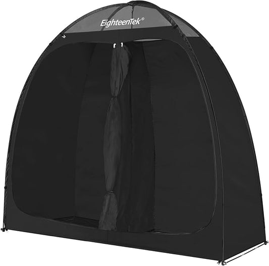 EighteenTek Camping Shower Tent Changing Room with Fixed Floor 2 Rooms and Doors Outdoor Pop Up Camping Toilet Portable Privacy Dressing Shelter with Carry Bag 83"x43"x80" (2 Rooms+2 Doors)