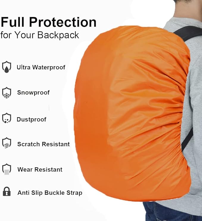 Waterproof Backpack Rain Cover with Anti Slip Buckle Strap for Camping, Hiking, Traveling, Hunting, Biking, 15-80L