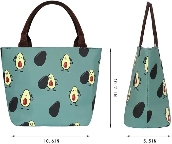 E-Clover Lunch Box for Women Insulated Lunch Bag Reusable Lunchbox Cooler Bags for Office Work Beach Travel Avocado Gifts