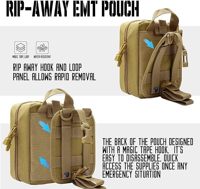 Ifak Trauma Kit, 74 Piece Upgrade Tactical First Aid Supplies, Molle Ifak Pouch Rip Away Refill Supplies for Survival Camping Hiking Travel