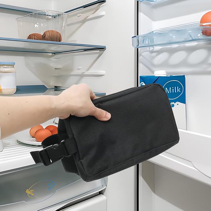 Snack Bags Mini Cooler lunch Bag Freezer Insulated Lunch Box Pouch with Buckle for Adults Work Travel,Black