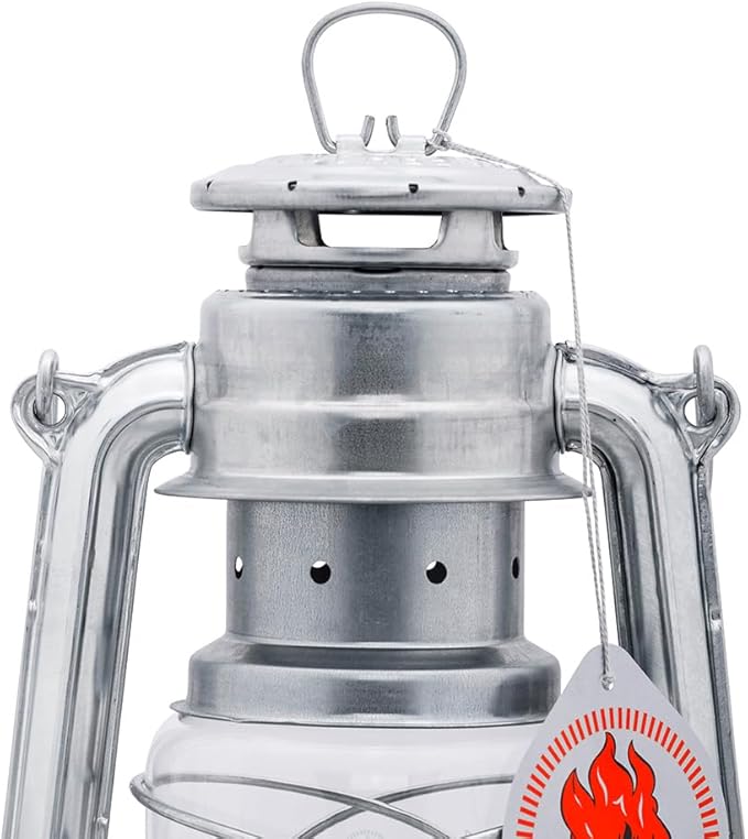 Outdoor Kerosene Fuel Lantern, German Made Weather Resistant Baby Special 276 Galvanized Hurricane Lamp for Camping or Patio, 10 Inches, Unpainted