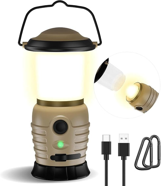 Camping Lantern Rechargeable, Portable LED Camping Lantern - 4000mAh Battery Powered Tent Light with 4 Modes for Indoor Outdoor Home Emergency Light Power Outages Hiking Fishing Picnicking