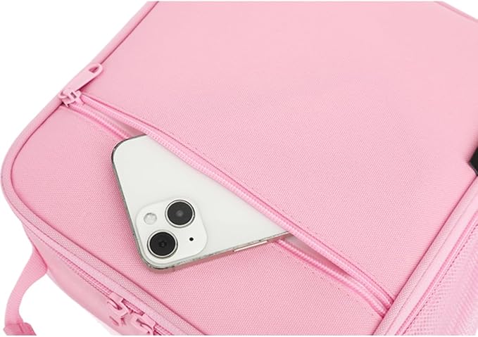 FlowFly Kids Lunch box Insulated Soft Bag Mini Cooler Back to School Thermal Meal Tote Kit for Girls, Boys, Pink