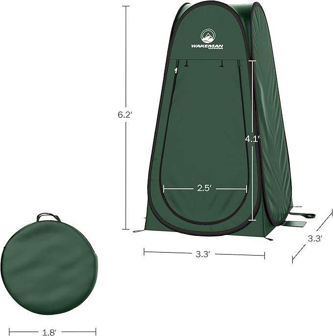 Pop Up Pod - Privacy Shower Tent, Dressing Room, or Portable Toilet Stall with Carry Bag for Camping, Beach, or Tailgate by Wakeman Outdoors