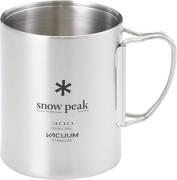 Snow Peak Double Wall Stainless Steel Vacuum Insulated Mug, Lightweight, Durable, Camping, 300ml