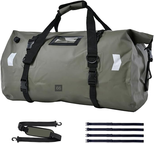Waterproof Duffel Bag，Roll-Top Heavy Duty Dry Duffle Bag，Motorcycle Dry Bag，with Quick-fixed Straps，with Large Storage Space, Perfect for Traveling, Camping, Kayaking, Fishing & Canoeing (green, 66L)