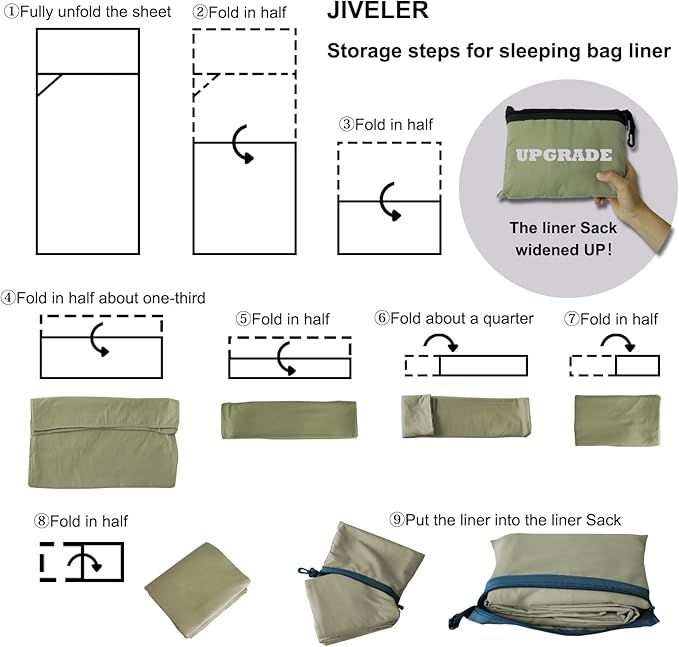 Lightweight Sleeping Bag Liner Camping Travel Sheets Ultralight Sleeping Bag Sack for Backpacking Hiking Hotel Hostels and Traveling, Stuff Sack Included