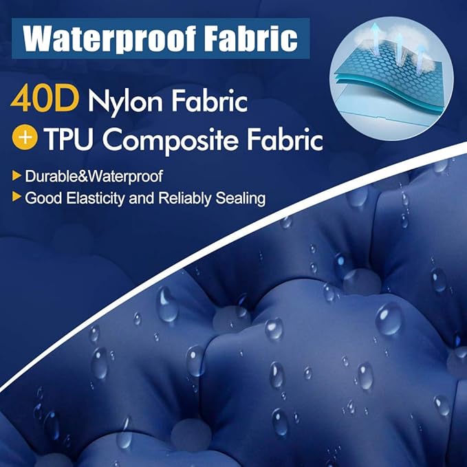 Camping Sleeping Pad for Backpacking Self Inflating Built-in Pump Ultralight Sleeping Pad for Camping with Pillow Durable Waterproof Air Camping Mats for Sleeping Hiking Travelling