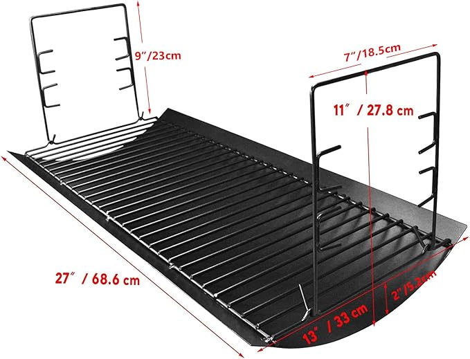 Uniflasy 27 Inches Ash Pan Replacement for Chargriller 1224, 1324, 2121, 2222, 2727, 2828, 2929 Charcoal Grills, Charbroil Replacement Part 17302056 Grill Grates with 2pcs Fire Grate Hanger