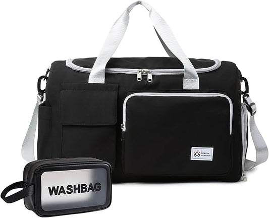 Small Gym Bag for Women, Travel Duffle Bag Carry On Weekender Bag with Shoe Compartment
