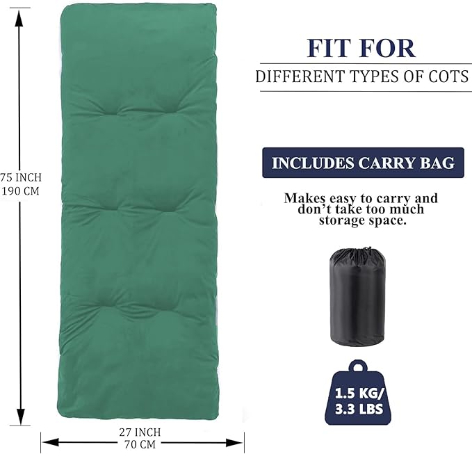 Gehannah Thick Camping Sleeping Pad, Soft Comfortable Microfiber Camping Cot Pads for Adults, Lightweight Foldable Sleeping mats for Traveling Hiking Backpacking Traveling