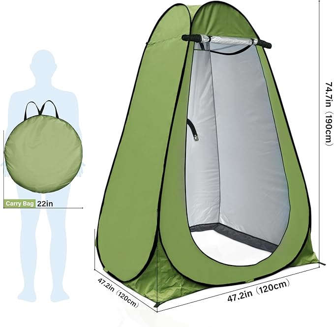Anngrowy Pop Up Privacy Shower Tent - Portable Outdoor Camping Bathroom Toilet Changing Dressing Room - UPF40+ Waterproof