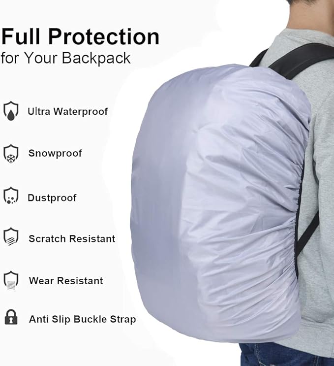 Waterproof Backpack Rain Cover with Anti Slip Buckle Strap for Camping, Hiking, Traveling, Hunting, Biking, 15-80L