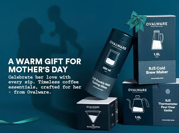 OVALWARE Paperless Stainless Steel Pour Over Coffee Filter – Reusable and Permanent Coffee Cone Dripper for Ovalware, Chemex, Hario and Other Carafes (Titanium Gold)