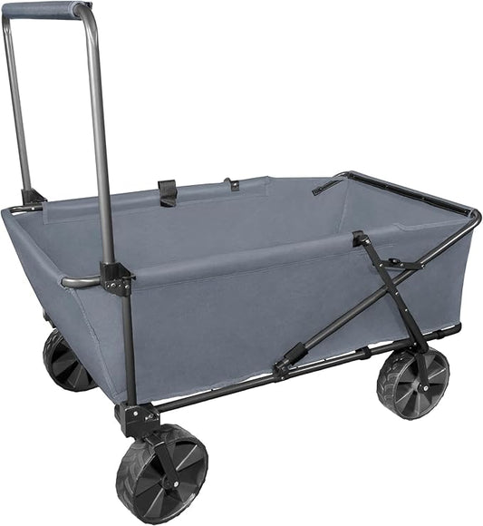 Zenithen Foldable Jumbo Folding Portable Wagon with X-Large All Terrain Wheels, Perfect for Camping, Beach Days, Picnics, Outdoor Recreation and Traveling, Grey