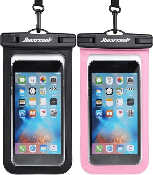 Hiearcool Universal Waterproof Case, Waterproof Phone Pouch Compatible for iPhone 16 15 14 13 Pro Max XS Plus Samsung Galaxy S22 Cellphone Up to 8.3", IPX8 Cellphone Beach Bag for Travel - 2 Pack