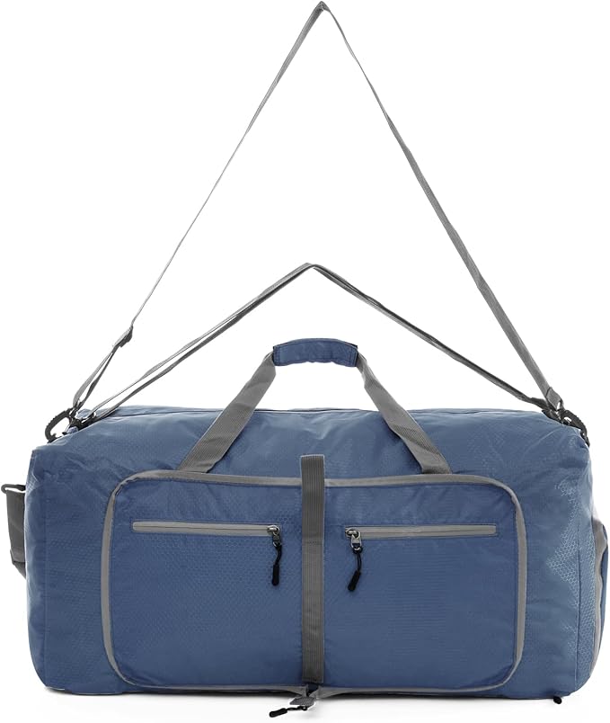 Dimayar Travel Duffle Bag for Men Women - Foldable Duffel Bag with Shoes Compartment - Overnight Bags Waterproof & Tear Resistant(40L,Dark Blue)